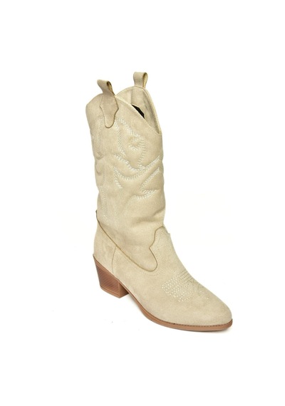 Fox Shoes T820088702 Ten Süet Kovboy Model Kadın Çizme Ten-Süet