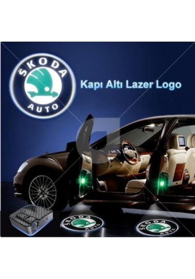 Skoda Araçlar Için Pilli Yapıştırmalı Kapı Altı Led Logo