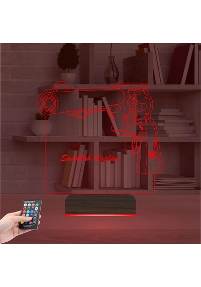 Luvivia Polis Asker Hediye Tabanca Tasarım Kişiye Özel 3d Lamba - Masa Gece Lambası Şeffaf