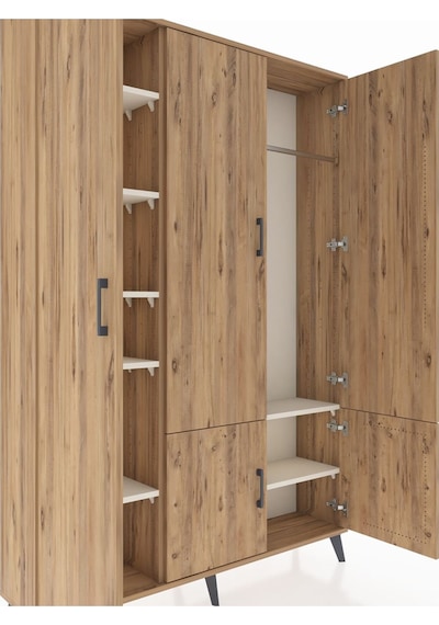 Arges Dolap 7 Raflı 5 Kapaklı Tek Askılı 132x30x195 Çam-çam/a... Çam