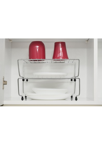 Genişletilebilir Krom Raf Dolap İçi Organizer Mutfak Ve Banyo Düzenleyici Küçük Boy Metal Gri Tr Diğer
