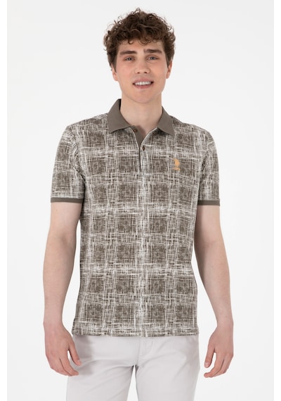 U.S. Polo Assn. Erkek Regular Fit Polo Yaka Vizon Desenli Tişört 50299641-VR052