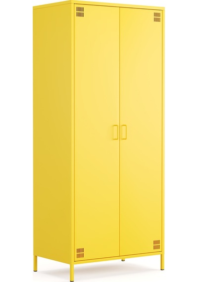 Pera Metal Elbise Dolabı, Soyunma Dolabı, İki Kapılı, 80,50 X 50 X 189,50 Cm Ral 1018 Sarı