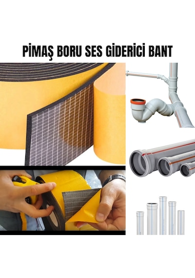 Pimaş Gider Borusu Ses Yalıtımı Kauçuk Bant Yapışkanlı 10cm X 10metre