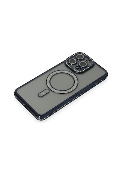 Newface Apple İphone 15 Pro Max Kılıf Joke Simli Magneticsafe Kılıf - Lacivert