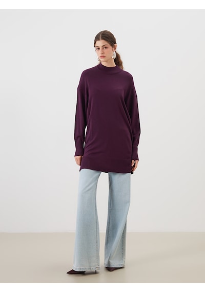 Lcw Modest Mor Dik Yaka Kadın Triko Tunik