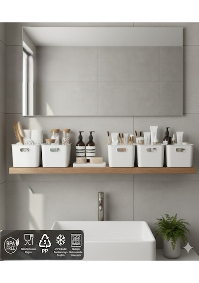 Bath 2 Adet Banyo Düzenleyici Organizer Beyaz Renk Plastik Çok Amaçlı Dolap Düzenleyici Plastik 25 X Diğer