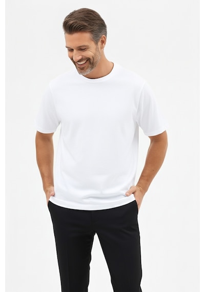 Goffra Erkek Vision Premium Kalite Yoğun Dokulu Pamuklu T-shirt Beyaz M101-r0220-01 Beyaz