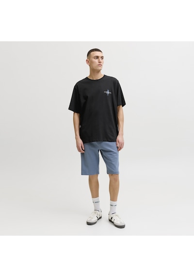 Jack & Jones Erkek Gögüs Baskili Bisiklet Yaka Tisört - Corals - 12288345 Siyah