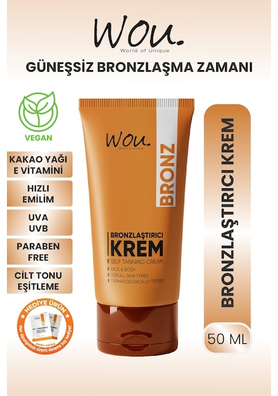 Wou World Of Unique Güneşsiz Bronzlaştırıcı ve Nemlendirici Krem 50 ML