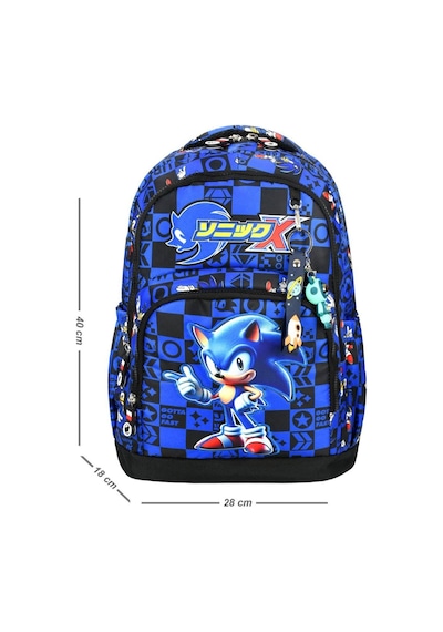 Elegance Sonic Figürlü Çocuk İlkokul Okul Çanta Beslenme Kalemlik Seti 117 Mavi
