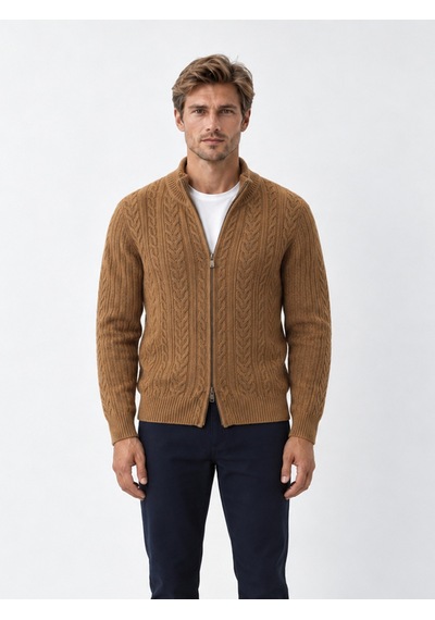 Xint Camel Regular Fit Dik Yaka Hırka 801779