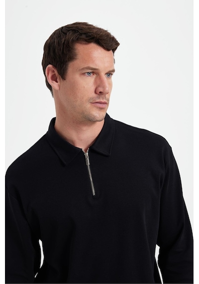 Tudors Erkek Relax Fit Rahat Kesim %100 Pamuk Yarım Fermuarlı Polo Yaka İnterlok Siyah Sweatshirt-42170 Siyah Tudors Erkek Relax Fit Rahat Kesim %100 Pamuk Yarım Fermuarlı Polo Yaka İnterlok Siyah Sweatshirt-42170 Siyah