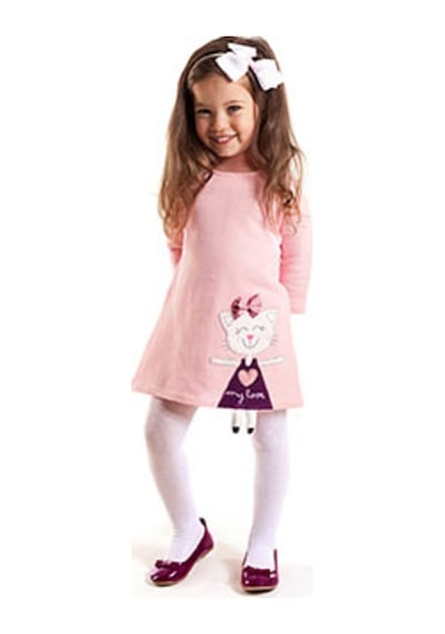 Denokids Yaramaz Kedi Elbise Çok Renkli Denokids Yaramaz Kedi Elbise Çok Renkli
