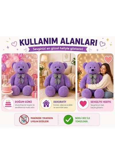 130 Cm Dev Pelüş Ayıcık,papyonlu Yumuşak Ve Sevimli Büyük Boy Oyuncak Ayı,sevgiliye Hediye Ayıc