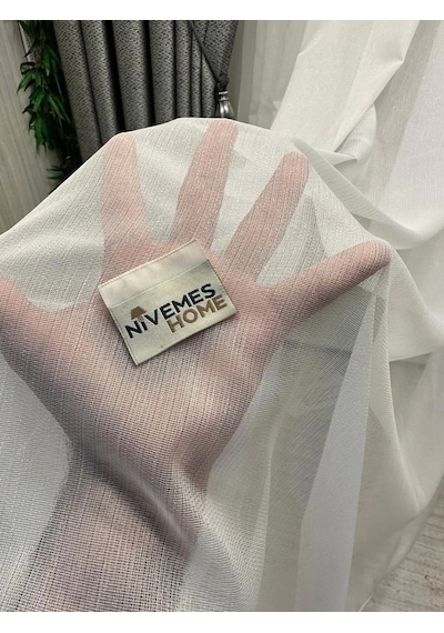 Nivemeshome Bambu Simli 1/3 Sık Pileli Beyaz Tül Perde Apm Çok Renkli