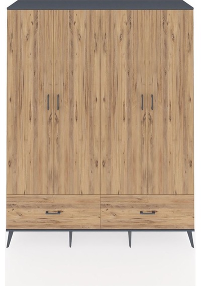 Hyperion Gardrop 6 Raflı 2 Çekmeceli 2 Askılı 176x44x221 Antrasit-çam Beyaz Hyperion Gardrop 6 Raflı 2 Çekmeceli 2 Askılı 176x44x221 Antrasit-çam Beyaz