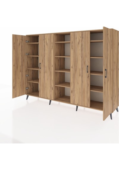 Hyperion Dolap 12 Raflı 4 Kapaklı 220x44x163 Çam-çam Çam-çam