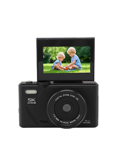 Çeşithane 75mp Hd Retro Dijital Kamera 18x Dijital Zoom, 3 Ekran, Autofocus, Gülümseme Algılama, Siyah