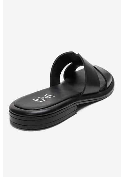 Luvishoes Brıo Siyah Cilt Hakiki Deri Kadın Terlik