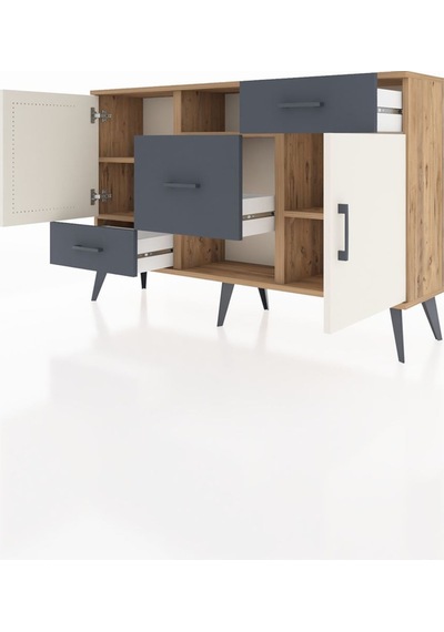 Arges Konsol 4 Raflı 3 Çekmeceli 2 Kapaklı 132x30x83 Çam-aytaşı/antrasit Aytaşı/antrasit Arges Konsol 4 Raflı 3 Çekmeceli 2 Kapaklı 132x30x83 Çam-aytaşı/antrasit Aytaşı/antrasit