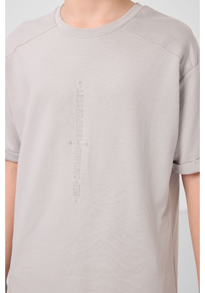Tommylife Taş Pamuklu Yumuşak Dokulu Oversize Baskılı Erkek Çocuk T-shirt - 11301 Taş