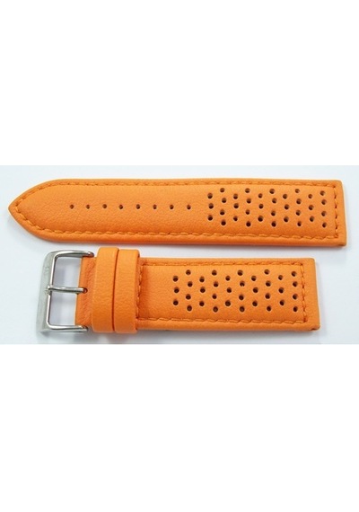 Bizon Turuncu Deri Saat Kordonu 24Mm Delikli Spor Saat Kayışı Dik