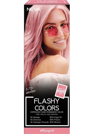 Neva Color Flashy Colors Yarı Kalıcı Saç Boyası Rose Gold / Roze Altın 100 ML