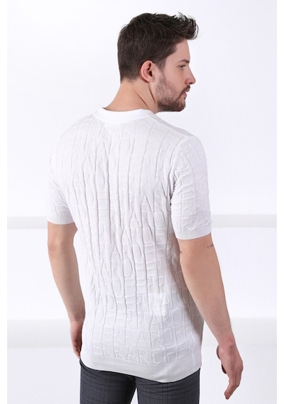 Ferraro Beyaz Polo Yaka Fermuarlı Erkek Pamuk Triko T-Shirt-Beyaz (417942563) Beyaz