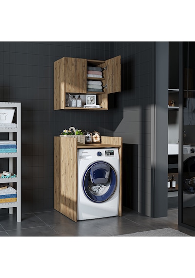 Çamaşır-kurutma Makinesi Dolabı+ Üst Dolabı, Atlantik Çam 65 Cm Atlantik Çam