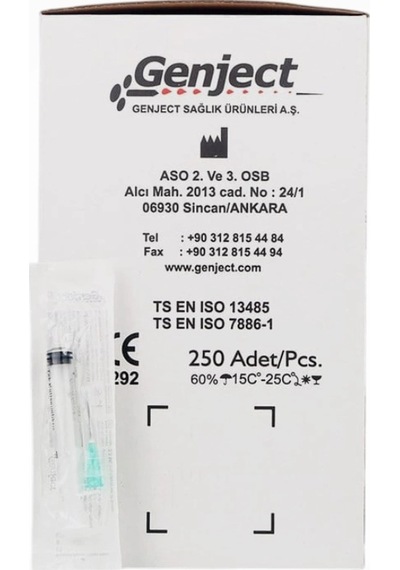 Genject 2,5 Ml Enjektör Kısa Uçlu 21g/16mm 250'li Kutu