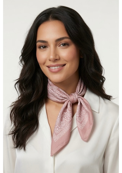 Mollycrush Unisex Pudra Pembe Şal Desenli Bandana Günlük Saç Aksesuarı, Boyunluk Ve Outdoor Fular Pembe