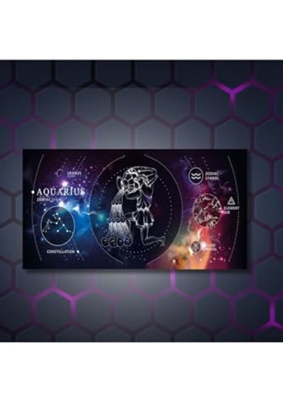 Panoramik Kanvas Astroloji Zodiac Kova Burç Özellikleri Tablo, 120 X 60 -
