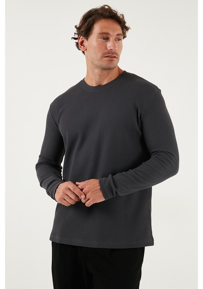 Buratti Pamuklu Bisiklet Yaka Slim Fit Basic Erkek Sweat 5905073 Antrasit