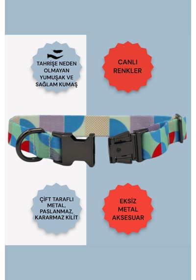 Caramelos Köpek Tasması-küçük Irk Ve Orta Irk İsimli Tasma 02 Mavi - Yeşil