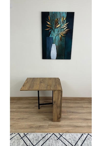 Modern Style Home Pratik Katlanır Taşınabilir 4-6 Kişilik Mutfak Masası Ceviz