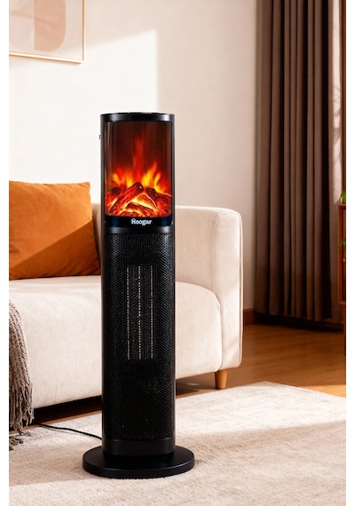 Hoogar German 2075 L Black Oben Seri Oled Şömineli Ekran Dijital Kule Tipi Turbo Hızlı Isıtıcı