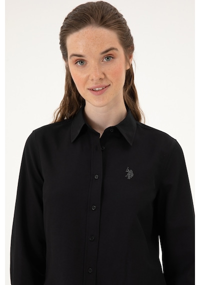 U.S. Polo Assn. Kadın Siyah Uzun Kollu Basic Gömlek 50316711-VR046