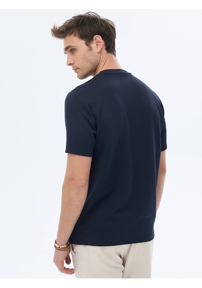 Kip Lacivert Düz Bisiklet Yaka T-shirt Çok Renkli
