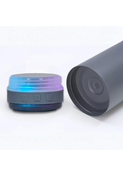 Bluetooth Hoparlörlü Paslanmaz Çelik Termos 600 Ml-çift Katmanlı Gri