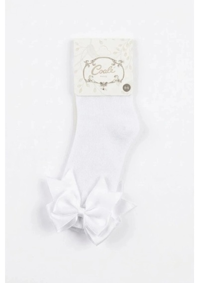 Cocole Socks Kız Çocuk Aksesuarlı Dizaltı Çorabı Tekli Pamuklu Düz Beyaz Fiyonklu