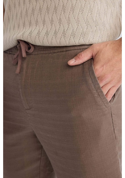 DeFacto %100 Pamuk Yazlık Jogger Pantolon Regular Fit Normal Kesim Keten Görünümlü Düz Paça Cepli B4138AX25SPKH487
