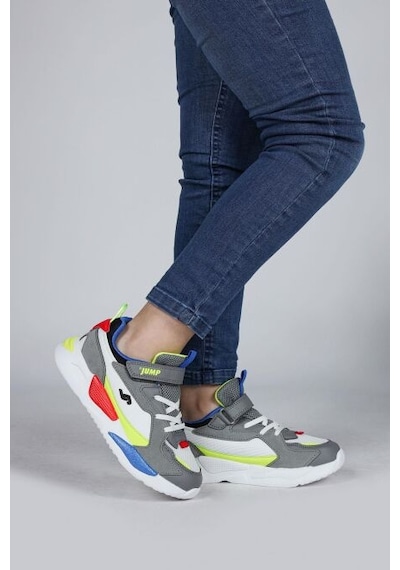 Jump 30058 Çocuk Sneaker Günlük Spor Ayakkabı Gri Beyaz Gri Beyaz