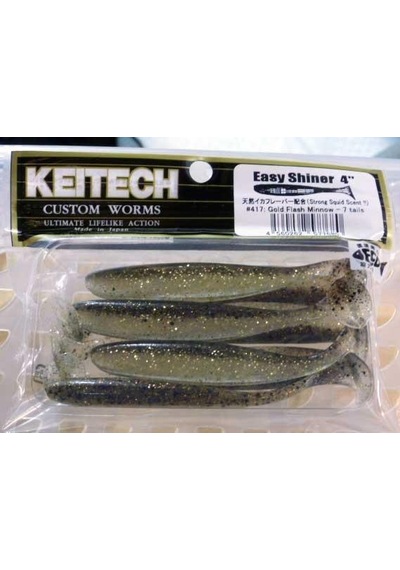 Keitech Easy Shiner 10cm (4") #417 Gold Flash Minnow Kokulu Silikon Balık