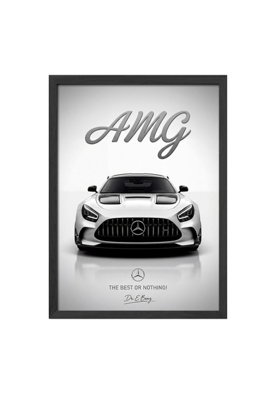 Mercedes Amg Gt Black Series Siyah Ahşap Çerçeveli Poster, Dekoratif Araba Duvar Tablosu