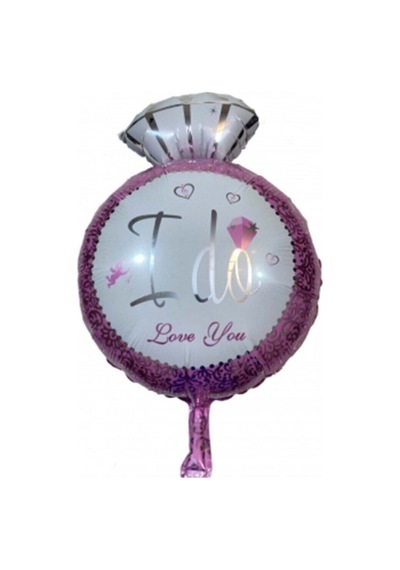 Tek Taş Yüzük Figürlü Folyo Balon 18 Inç Pembe Mavi