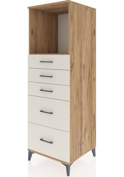 Kronos Dolap Tek Raflı 5 Çekmeceli 60x59x182 Çam-aytaşı Çam