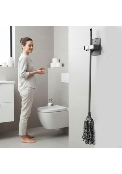 Sap Mop Tutucu Vidalı Güçlü Yapışkanlı 1,5 Kg Taşıma Kapasiteli Duvar Tipi Askı Aparatı Organizer Genel