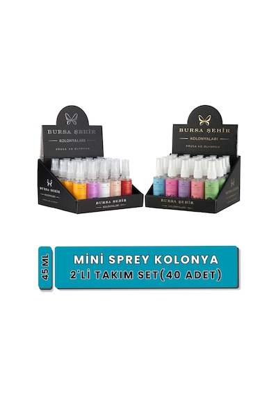 Mini Kolonya Seti, 40'lı Sprey Kolonya, Parfümlü Kolonya, 2'li Set