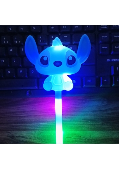 2 Adet Mavi Stitch Işıklı Çubuk Stiç Işıklı Çubuk 35 Cm Modlu Parti Işıkları Renkli Led Işıklı Çubuk